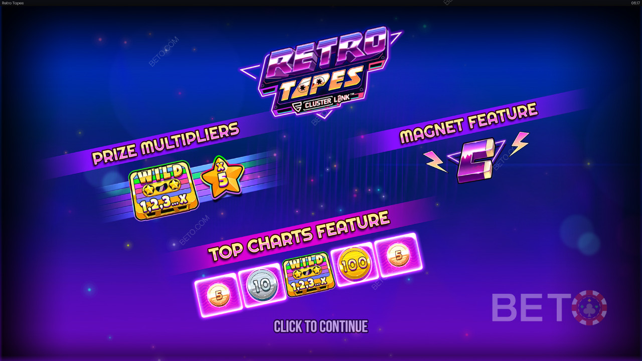 Бонус функции, обяснени в клъстер Retro Tapes Връзка от Push Gaming