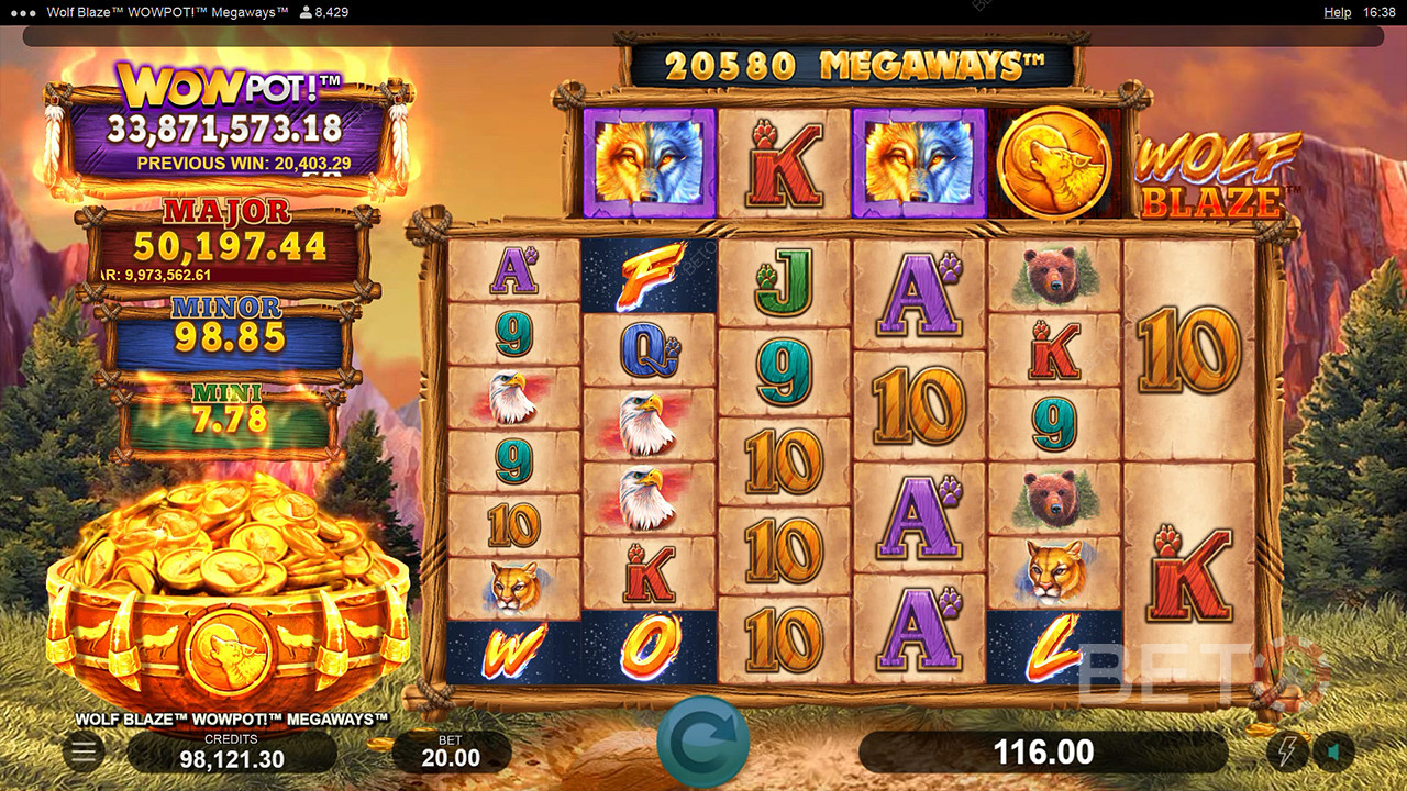 Wolf Blaze WOWPOT! Megaways Играй Безплатно