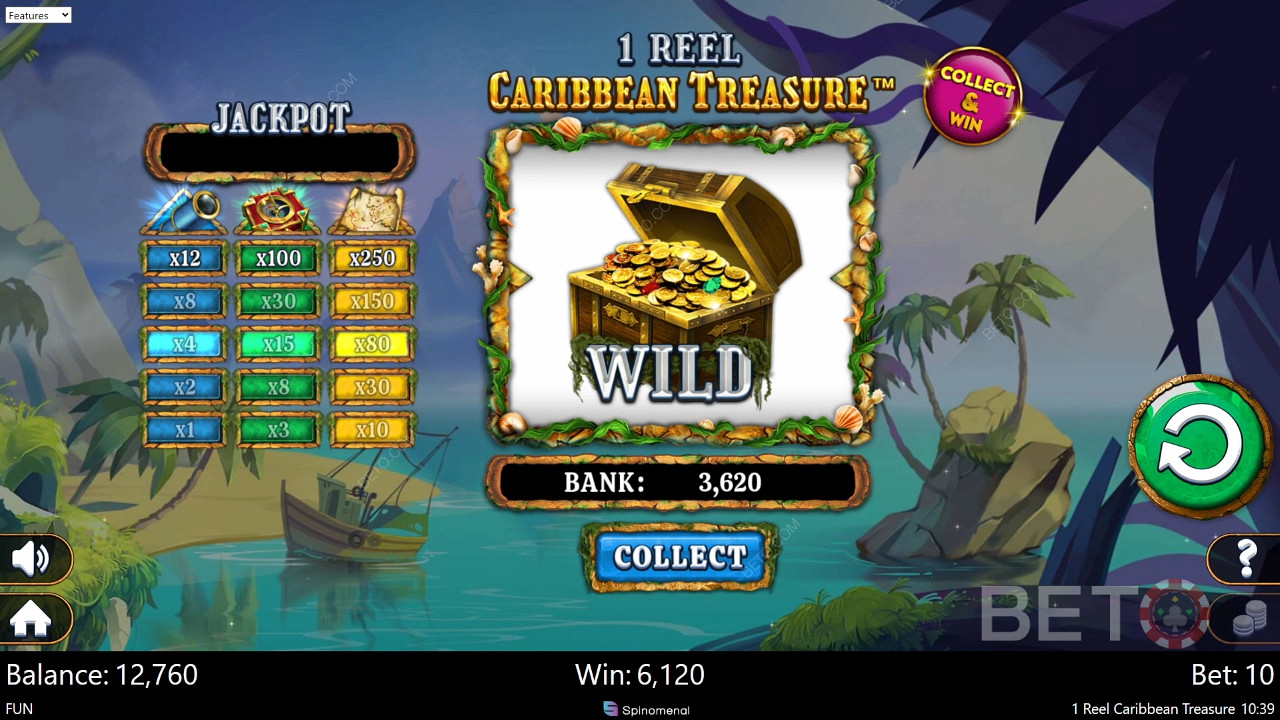 1 Reel Caribbean Treasure Играй Безплатно