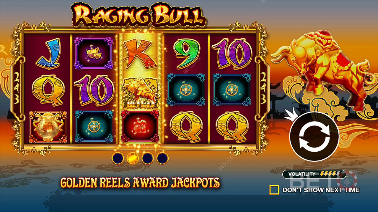 Спечелете джакпоти в основната игра на слот машината Raging Bull