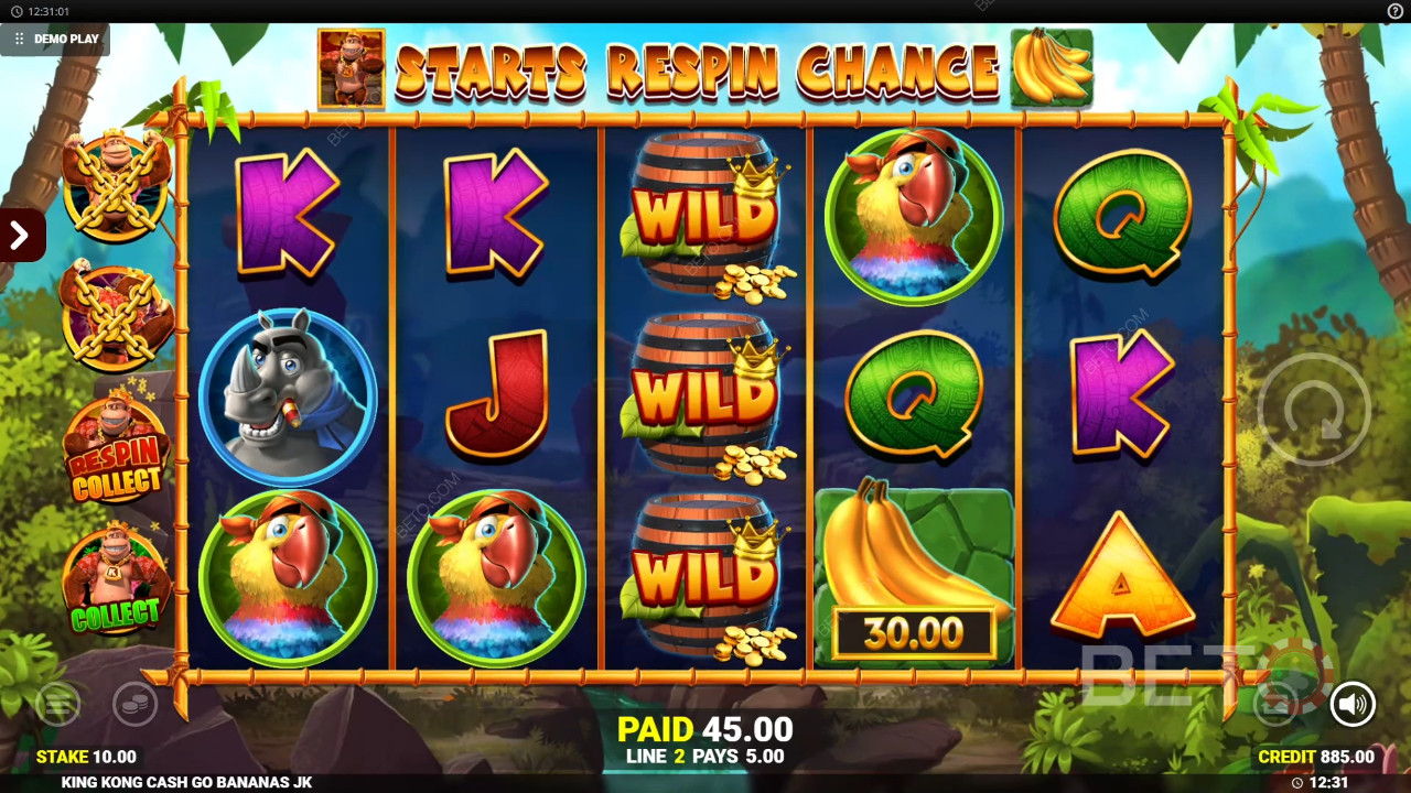 Бонус функции, обяснени в King Kong Cash Go Bananas от Blueprint