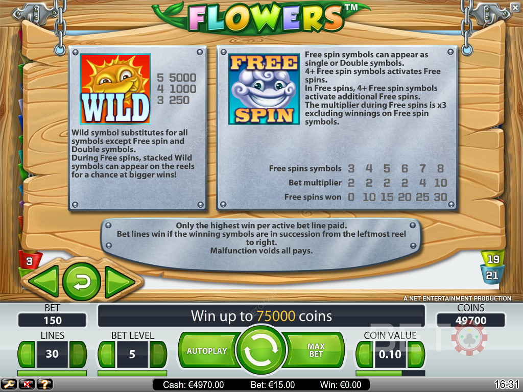 Информация за безплатни завъртания и уайлдс в Flowers