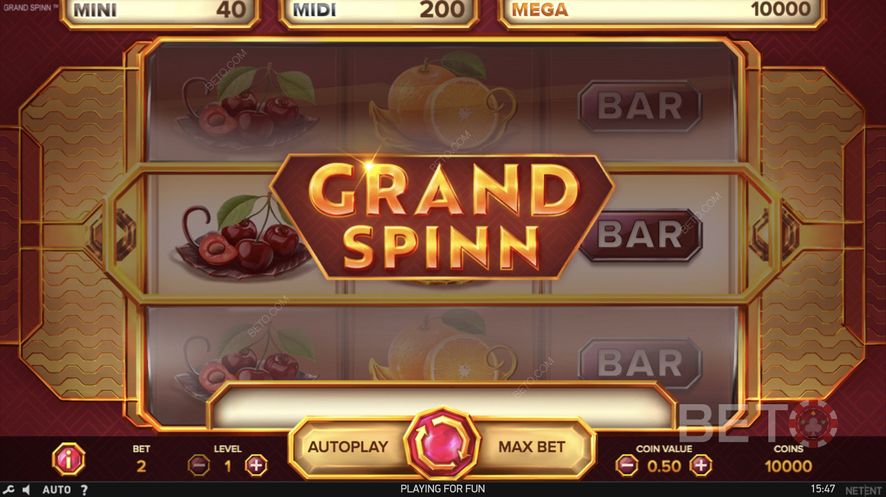 Класическият начален екран на Grand Spinn Superpot