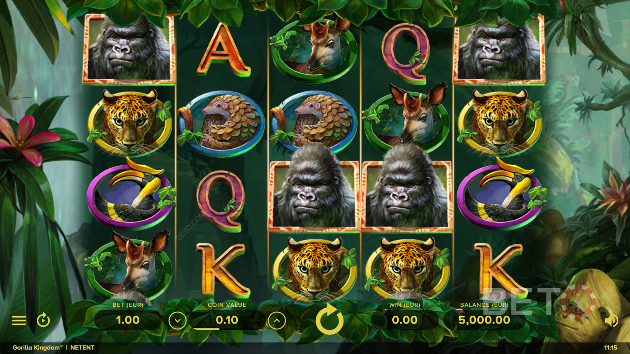 Символи, базирани на диви животни, в онлайн слота Gorilla Kingdom