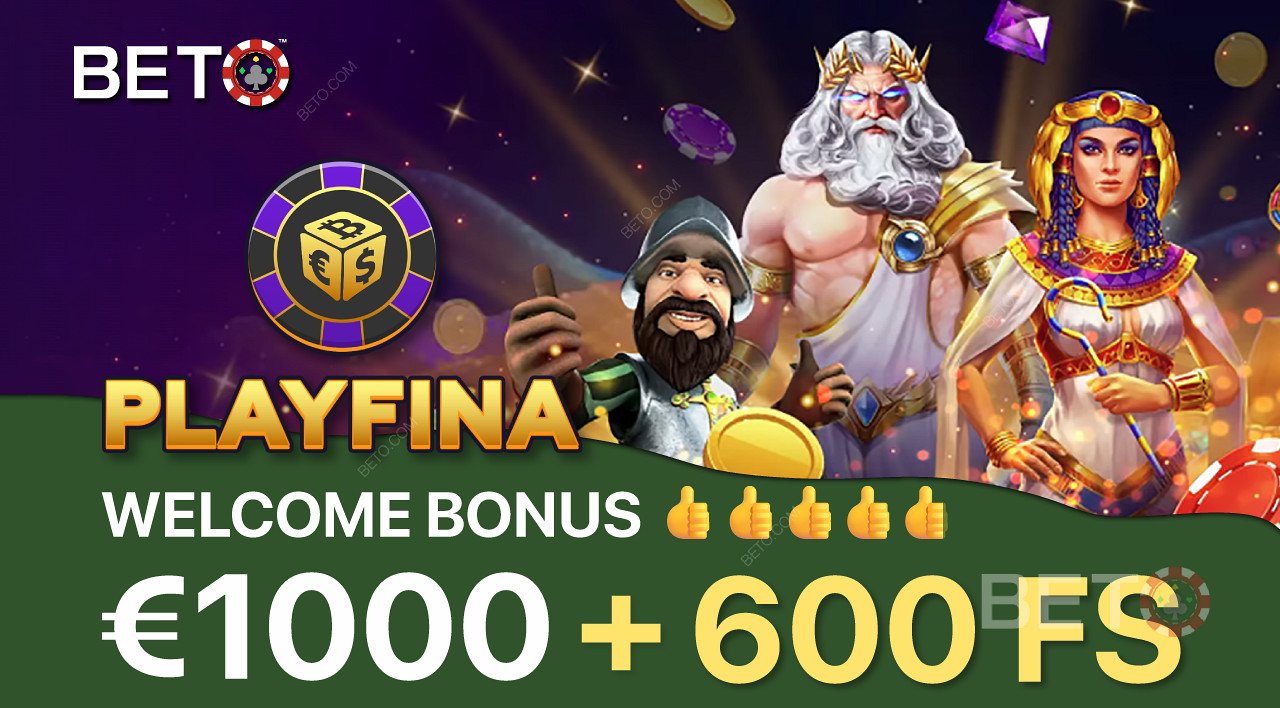 Playfina предлага огромен бонус за добре дошли, за да привлече нови играчи.
