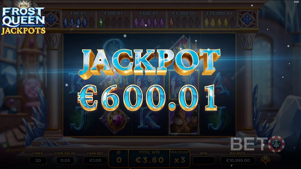 Получаване на джакпот на стойност 600 евро в Frost Queen Jackpots