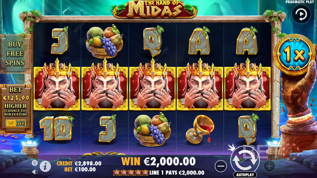 5 символа на крал Мидас носят големи печалби във видео слота Hand of Midas
