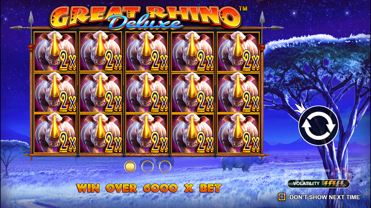 Спечелете 6,242x Вашия залог в слота Great Rhino Deluxe!