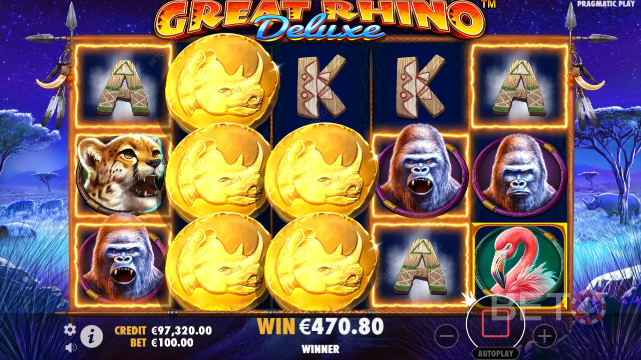 Бонус функции, обяснени в Great Rhino Deluxe от Pragmatic Play