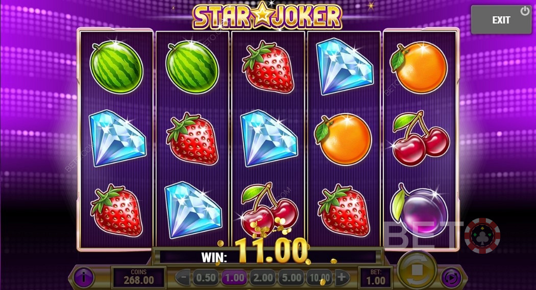 Спечелване на печалба от 11 монети на Star Joker
