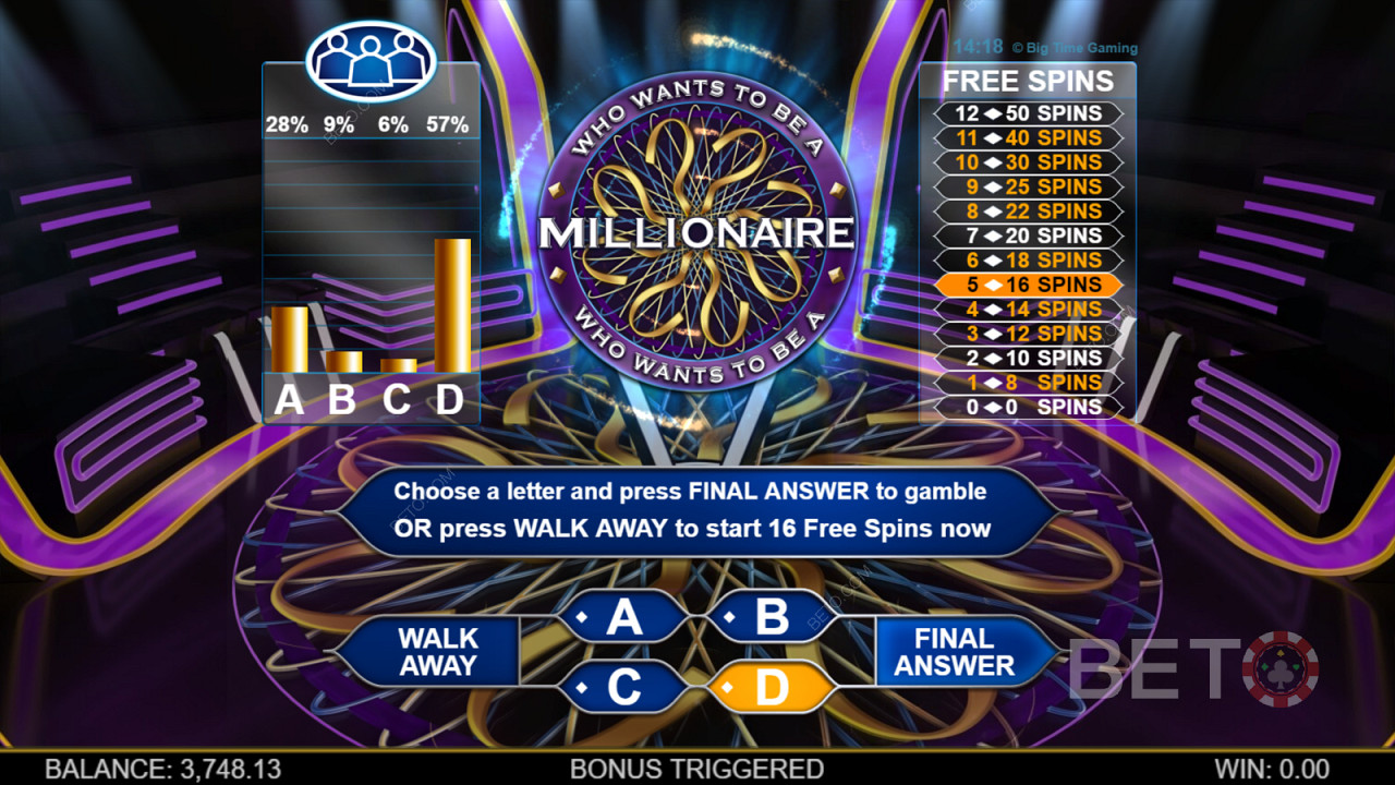 Who Wants To Be A Millionaire Megaways - Времето тече, попитайте публиката или се обадете на приятел, ако искате да сте следващият милионер!