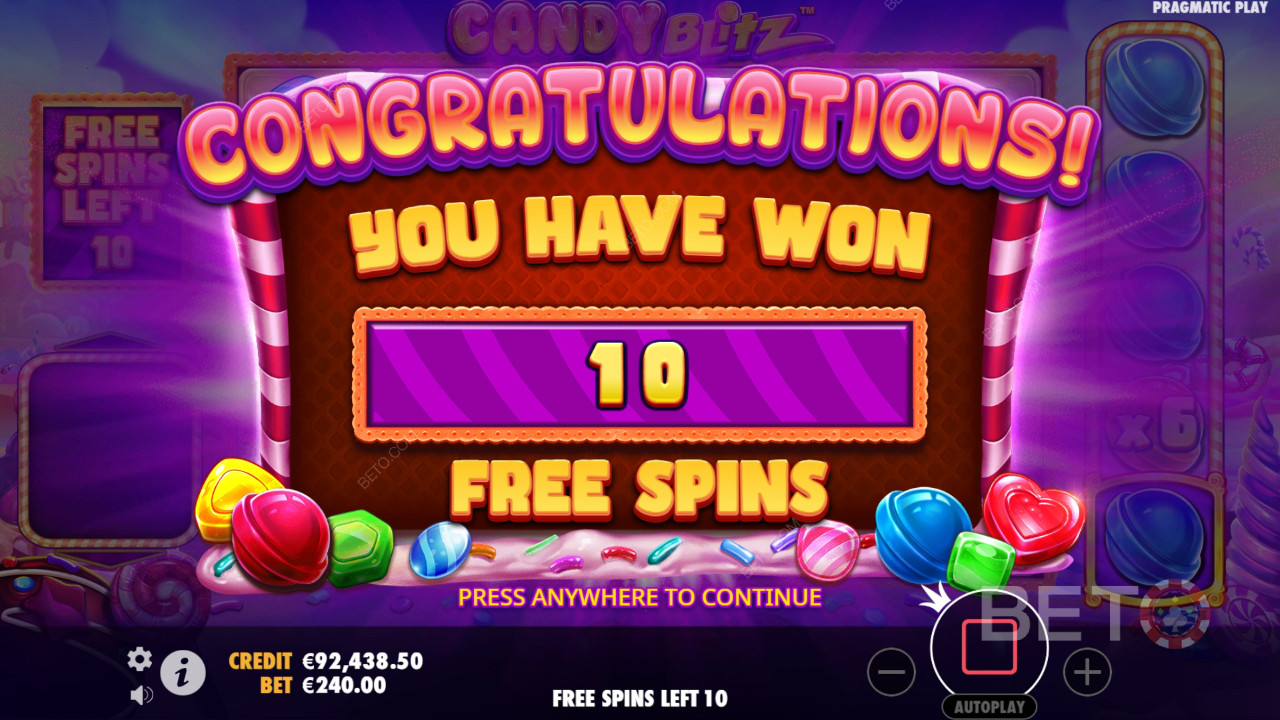 Спечелете 10 000x Вашия залог в слота Candy Blitz!
