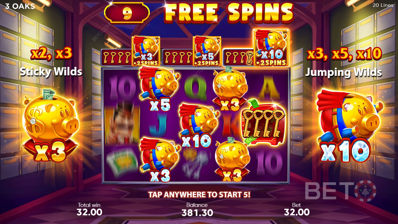 Бонус функции, обяснени в Super Sticky Piggy от 3 Oaks Gaming