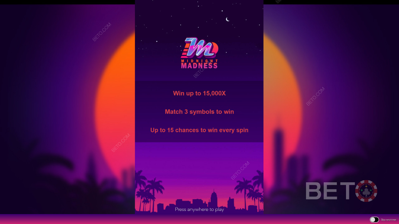 Началният екран в Midnight Madness с информация за геймплея