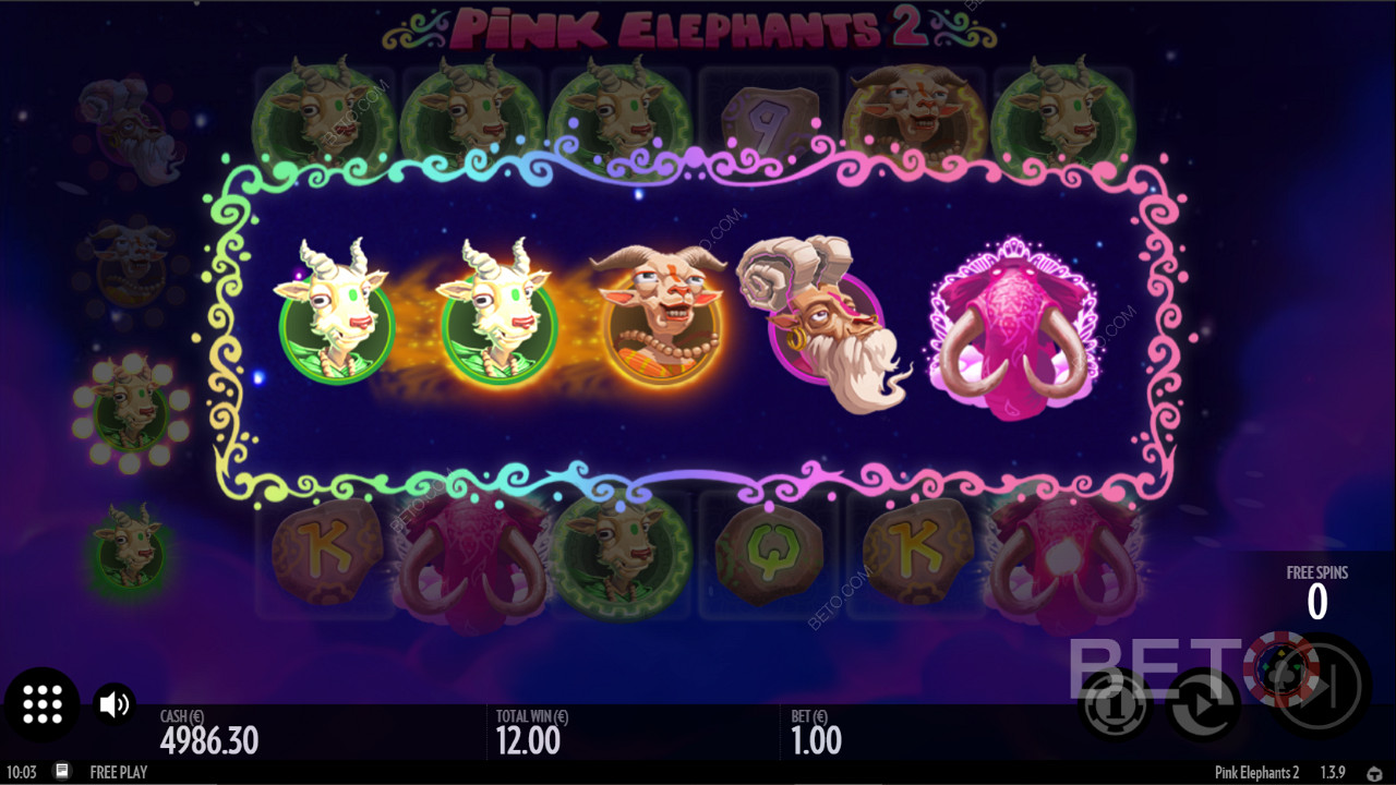 Готини символи за надграждане на бонуса в Pink Elephants 2