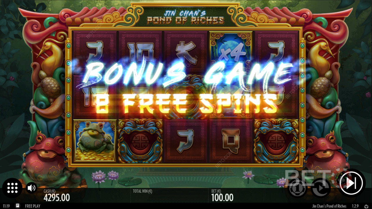Вземете до 16 бонус безплатни завъртания по време на функцията Bonus Game
