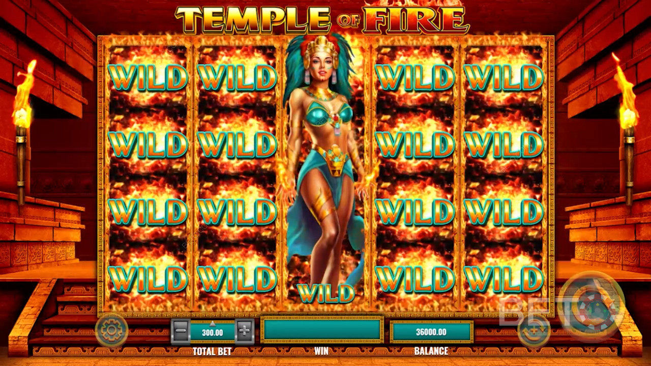 Буря от уайлдс активира безплатни завъртания с красивата богиня на ацтеките - Temple of Fire