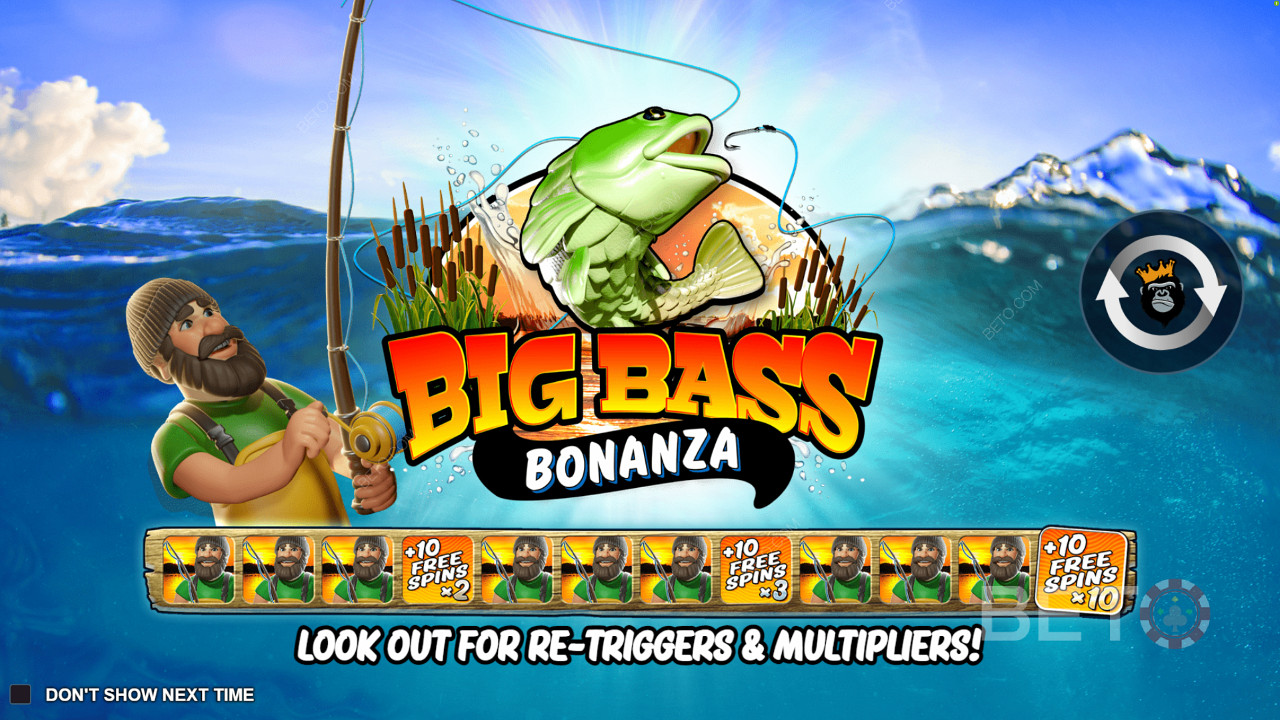 Готиният встъпителен екран на Big Bass Bonanza