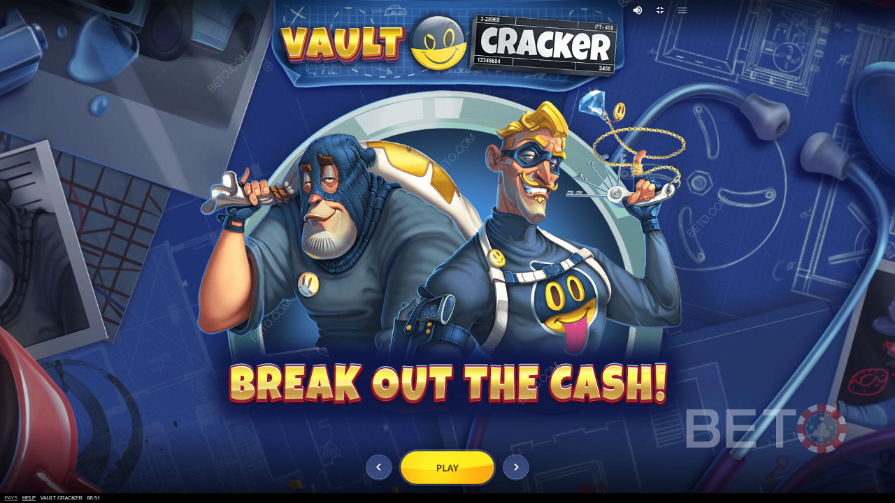 Карикатурният встъпителен екран на Vault Cracker