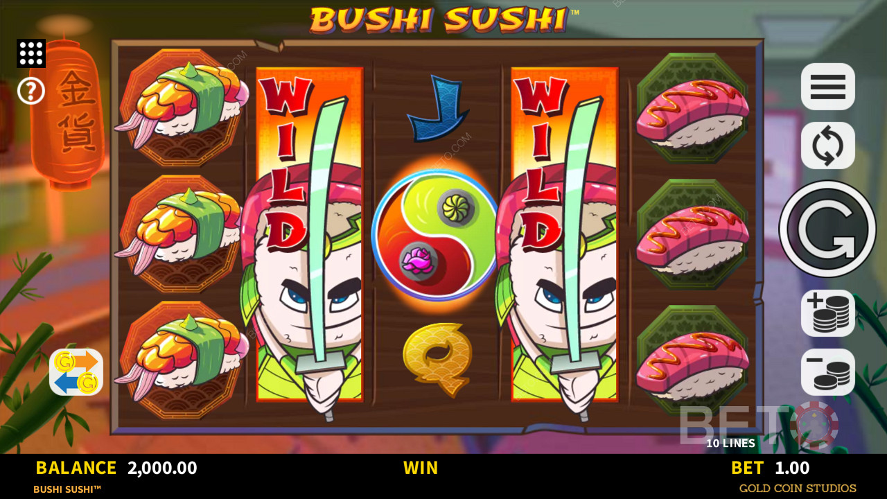 Разширяващи се уайлд символи в слот машината Bushi Sushi