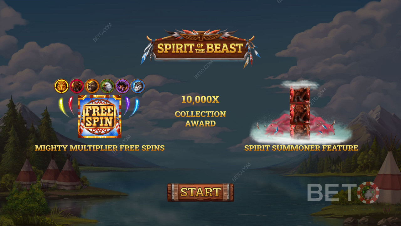 Въвеждащ екран на слот Spirit of the Beast
