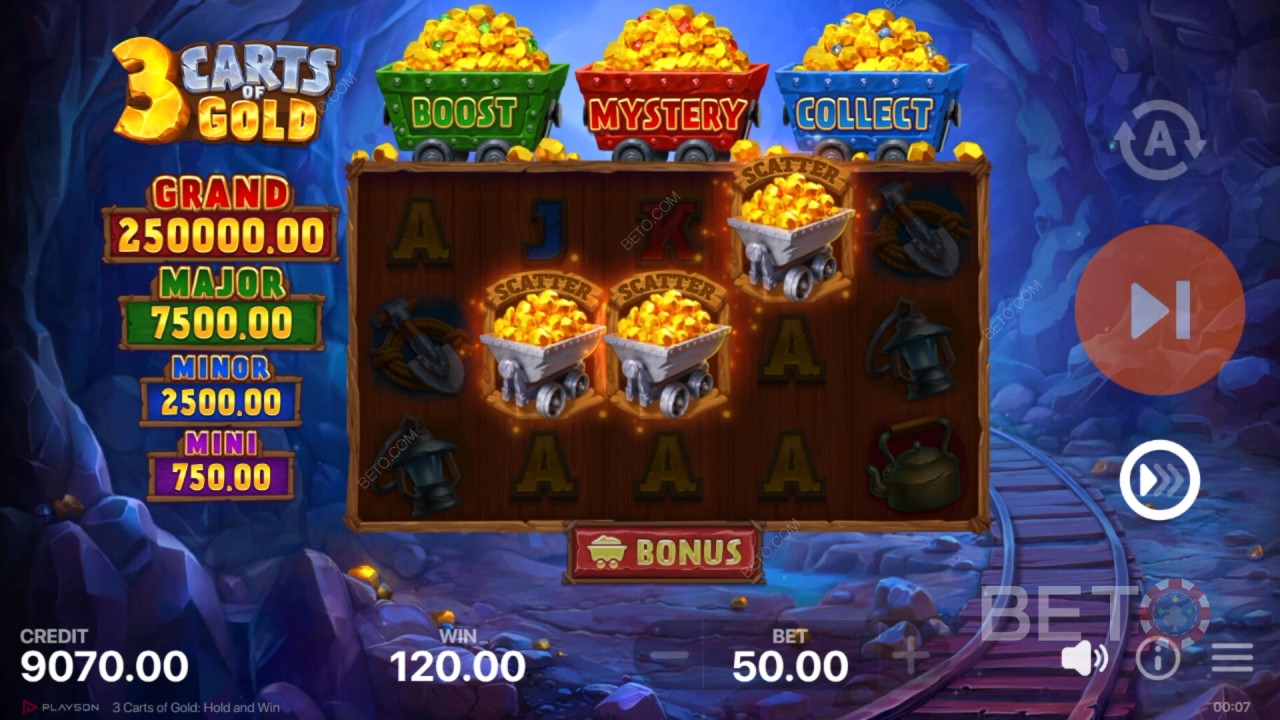 3 колички със злато: Задръж и спечели Преглед от BETO Slots