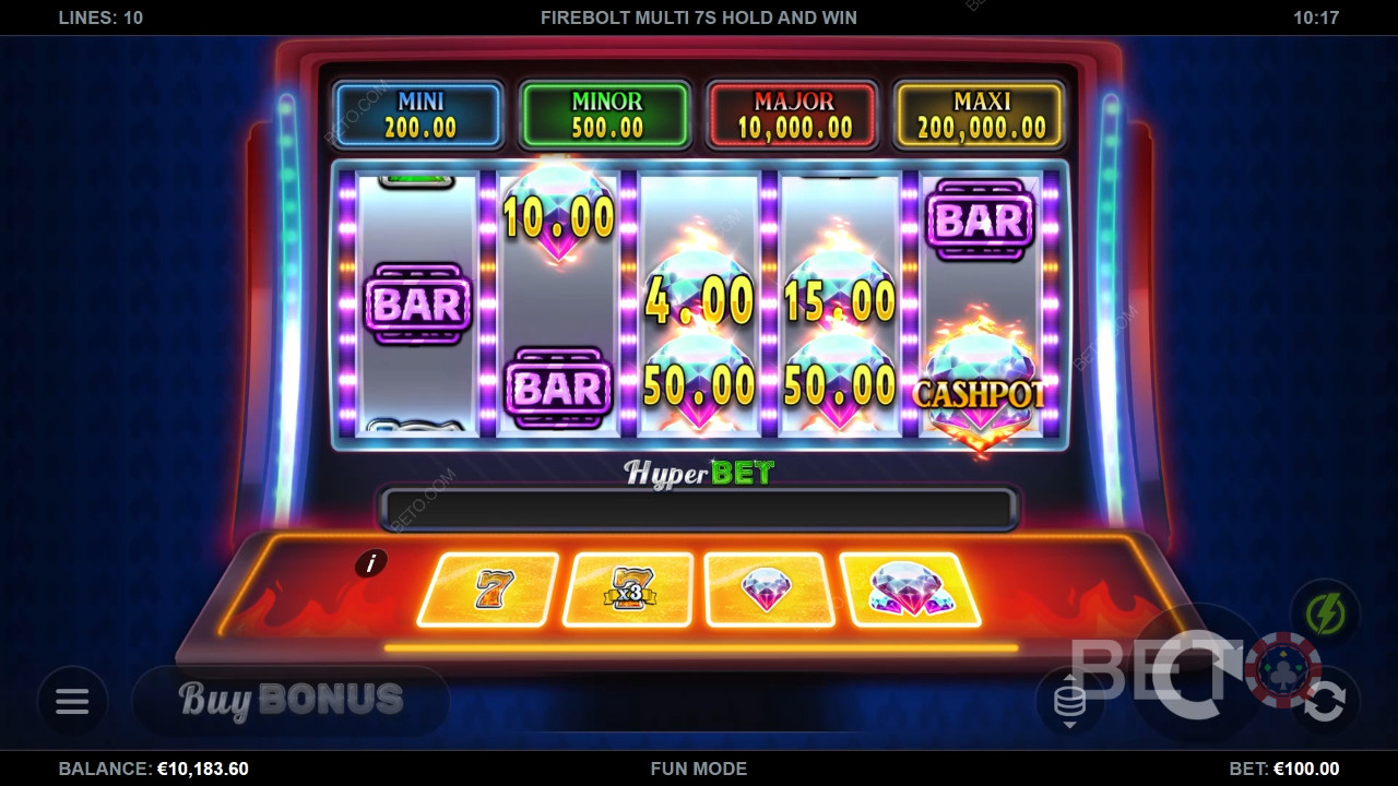 Firebolt Multi 7s Hold and Win Преглед от BETO Slots