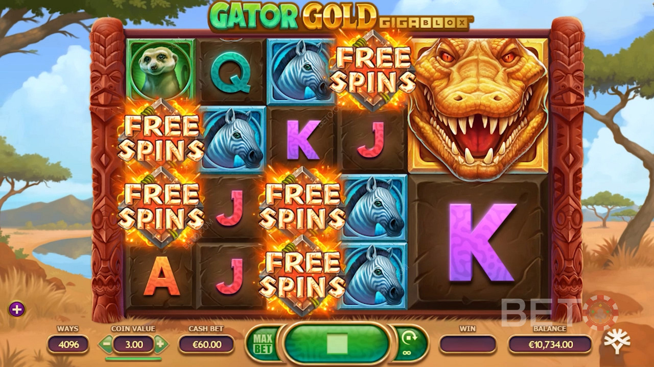 Gator Gold Gigablox - Запознайте се с щракащия алигатор Golden Gator с печалби до x20 000!