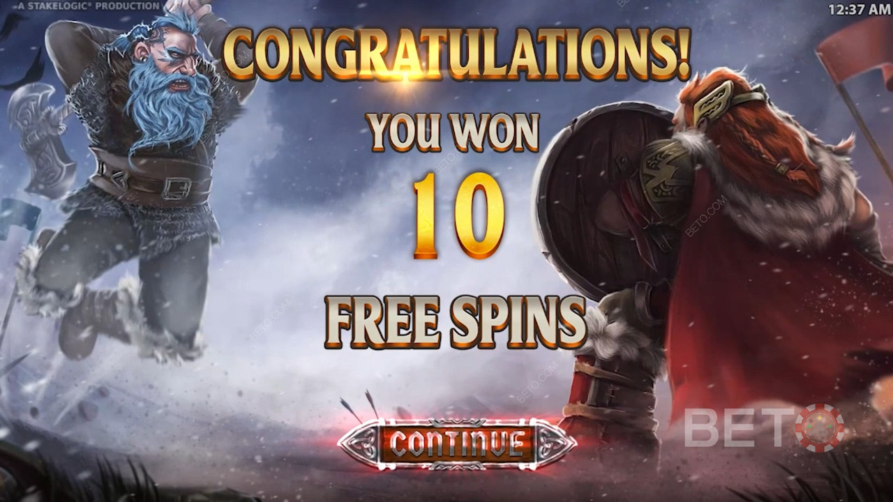Задействането на функцията Free Spins дава на играчите 10 бонусни безплатни завъртания.