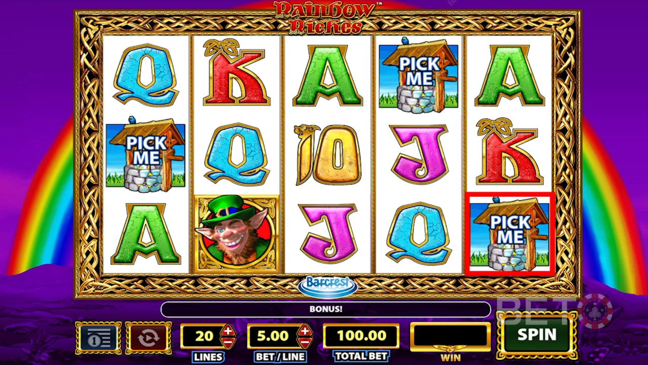 Символите в слот машината Rainbow Riches.