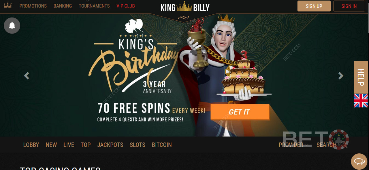 Получаване на специални бонуси и безплатни завъртания в King Billy Casino