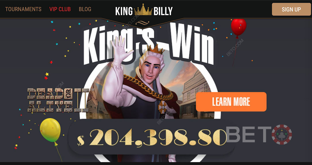 Вземете огромни печалби, като играете популярни слотове на King Billy Casino