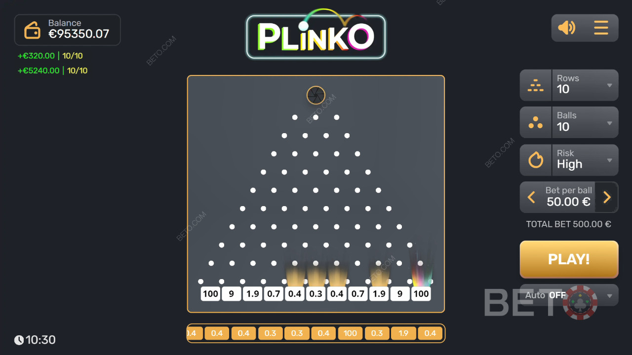 Plinko Преглед от BETO Slots