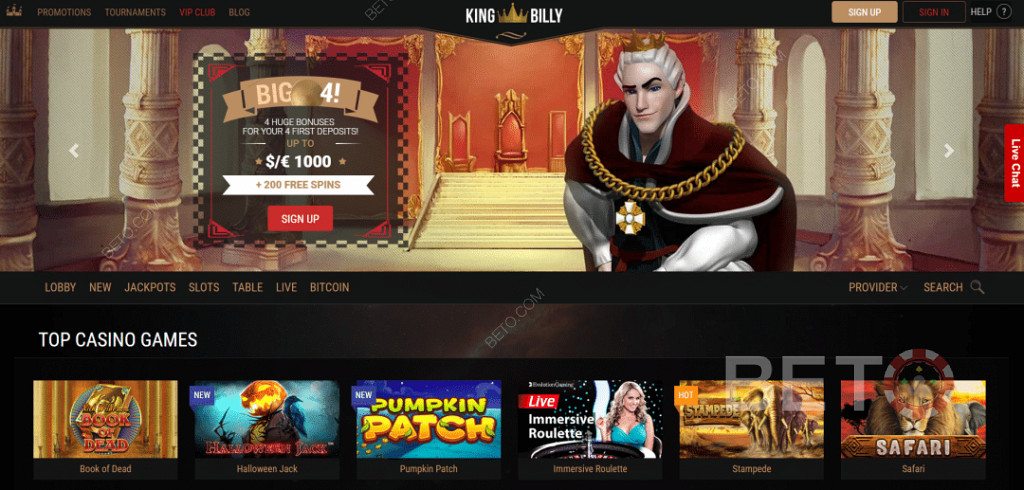 Насладете се на вълнуващи бонуси за добре дошли в King Billy Casino