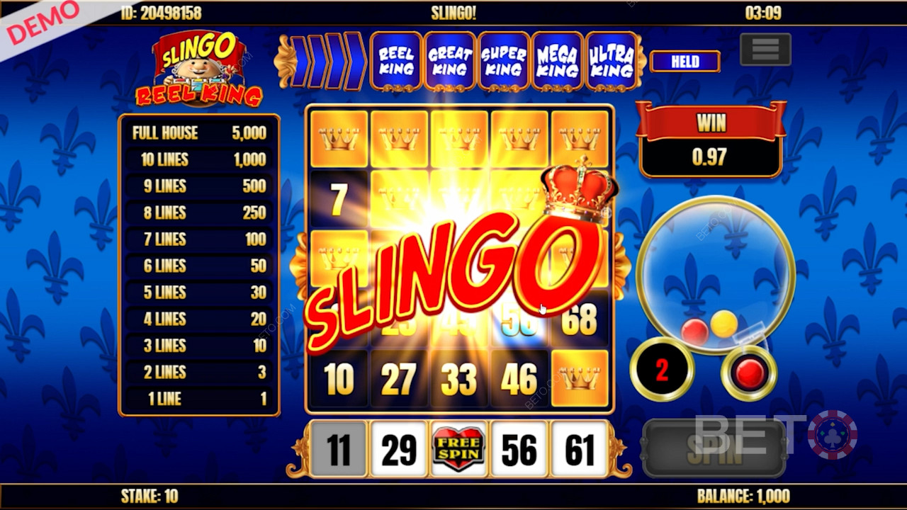 Slingo в Slingo Reel King слот