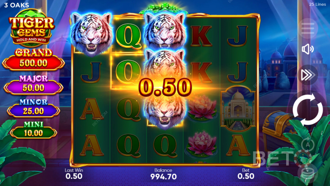 Спечелете 1,560x Вашия залог в слот машината Tiger Gems!