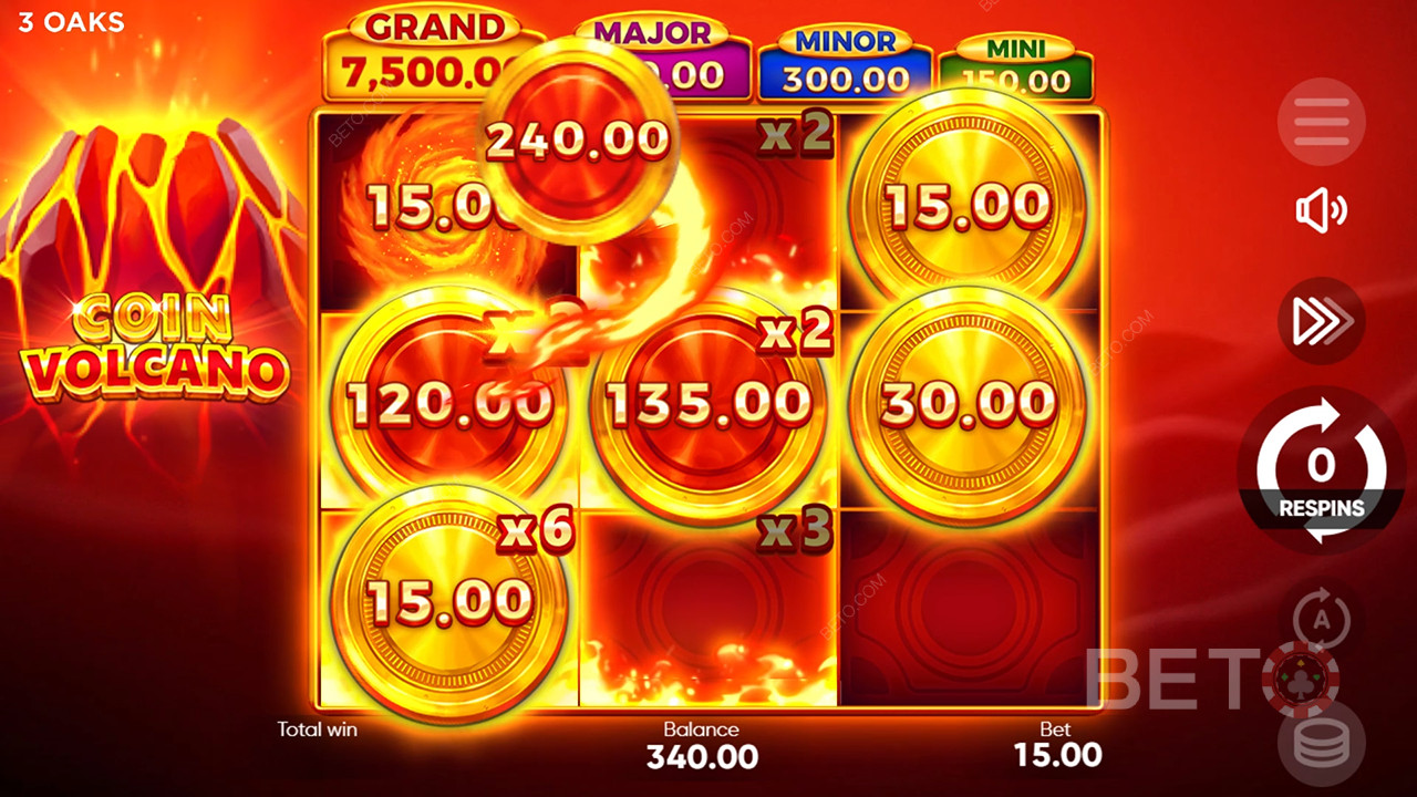Как се играе Coin Volcano на 3 Oaks Gaming
