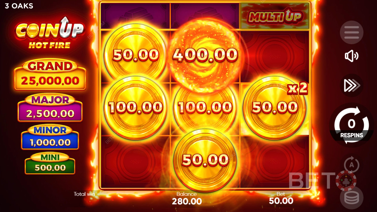 Как се играе Coin Up на 3 Oaks Gaming: Горещ огън