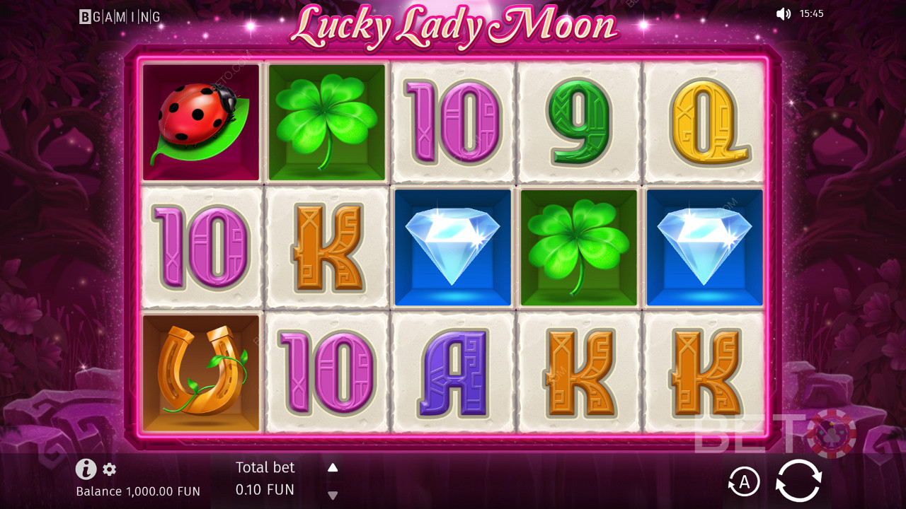 Базиран на фантастична тема, слотът Lucky Lady Moon използва 10 фиксирани печеливши линии на решетка 5x3.