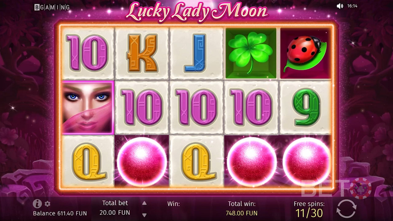 Слотът на Lucky Lady Moon е прост и лесен за разбиране от повечето начинаещи