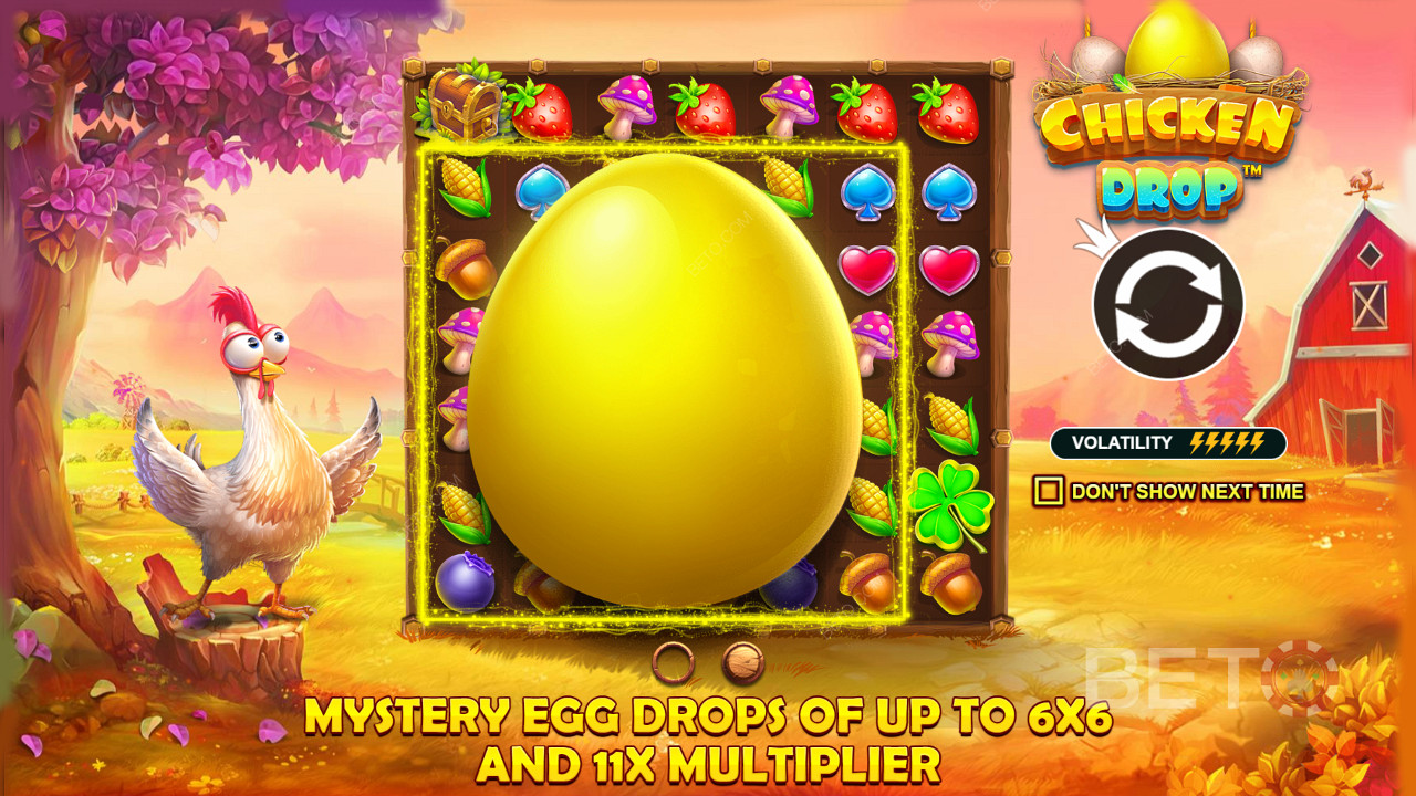 Насладете се на падането на яйца с множители и по-големи размери в онлайн слота Chicken Drop