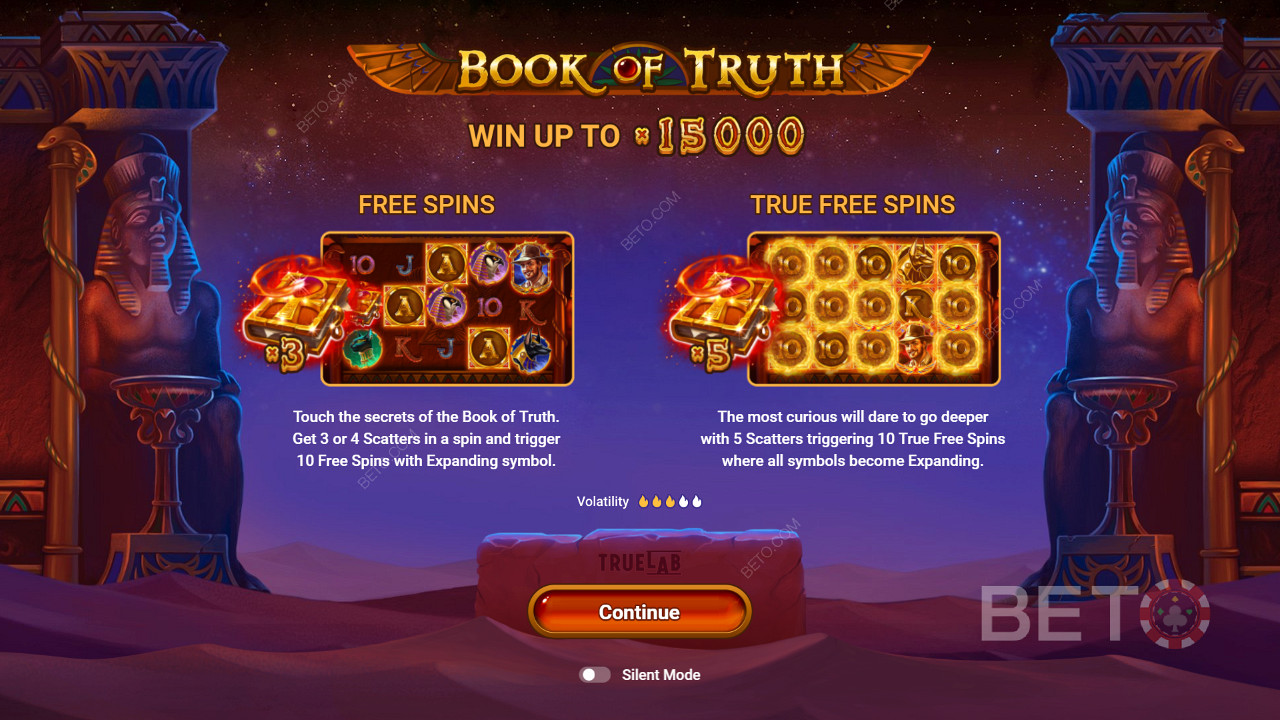 Безплатни завъртания и истински завъртания на слота Book of Truth
