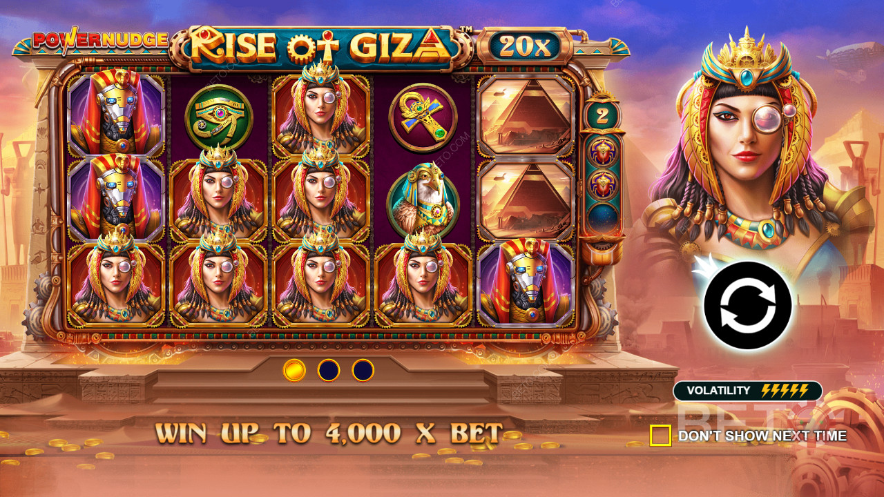 Спечелете до 4 000x от залога си в онлайн слота Rise of Giza PowerNudge