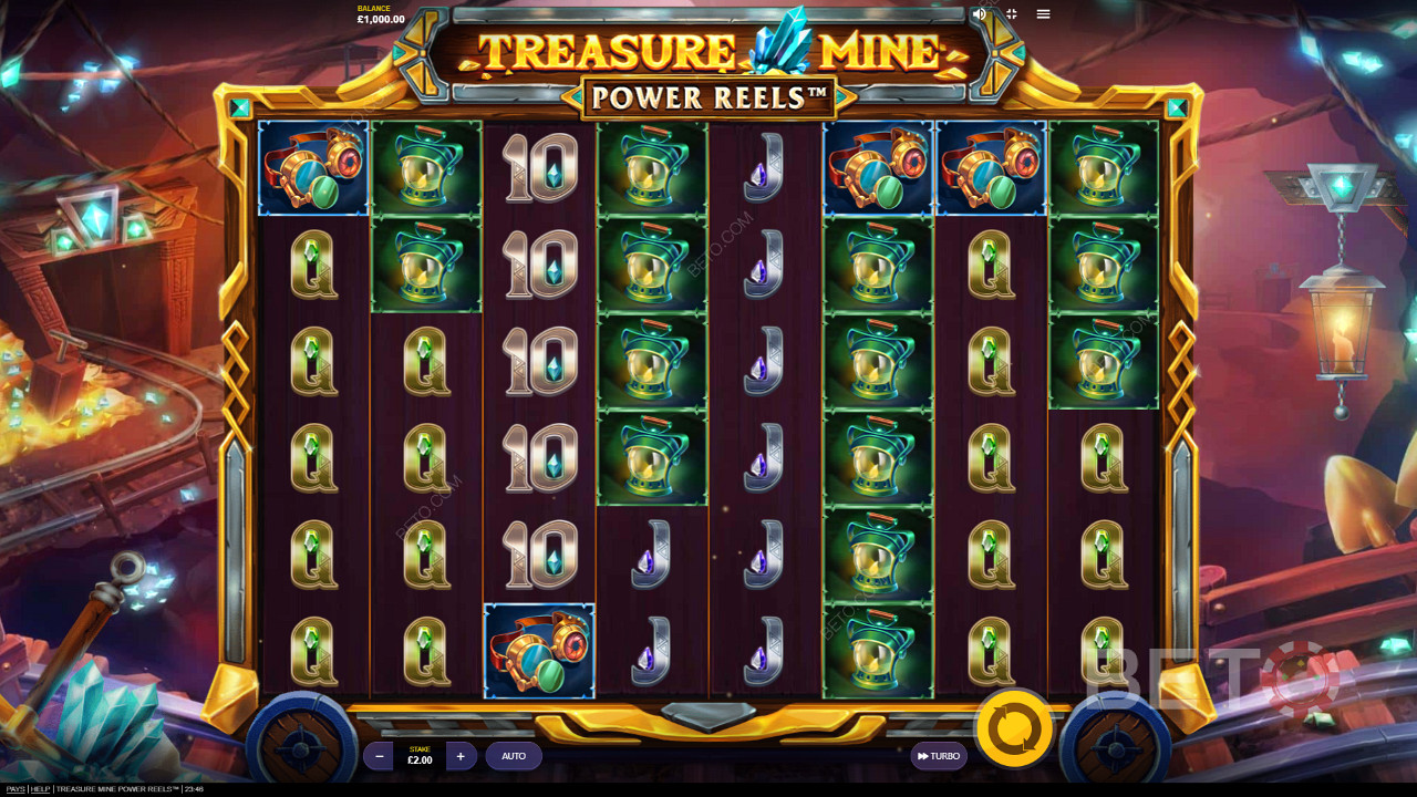 Насладете се на страхотна тема и графики в онлайн слота Treasure Mine Power Reels