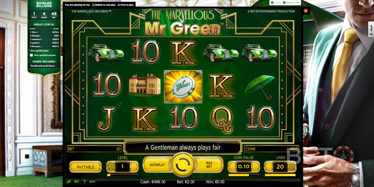 Най-доброто място за игра на онлайн слотове е сайтът за игри Mr Green.