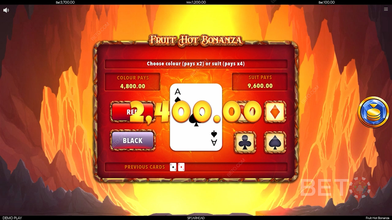 Играйте на Fruit Hot Bonanza и изпробвайте функцията gamble.