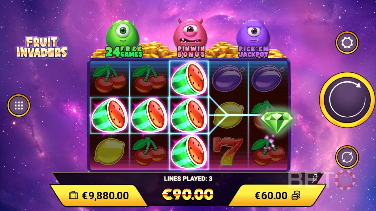 Спечелете 1 200x залога си в слота Fruit Invaders онлайн!