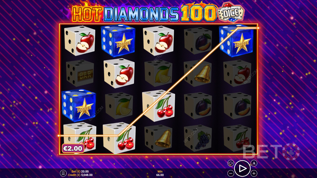 Горещи диаманти 100 зарове Преглед от BETO Slots