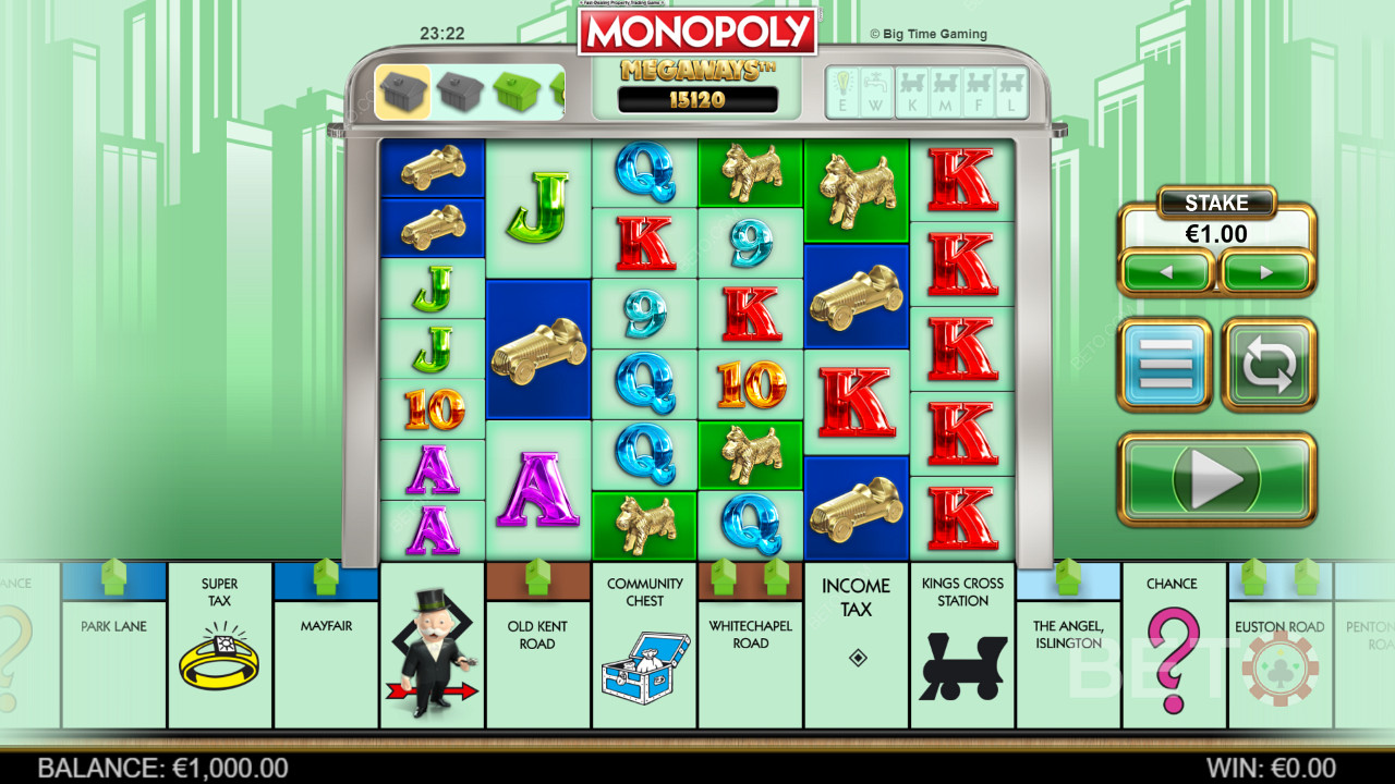 Игрална мрежа Megaways в Monopoly Megaways