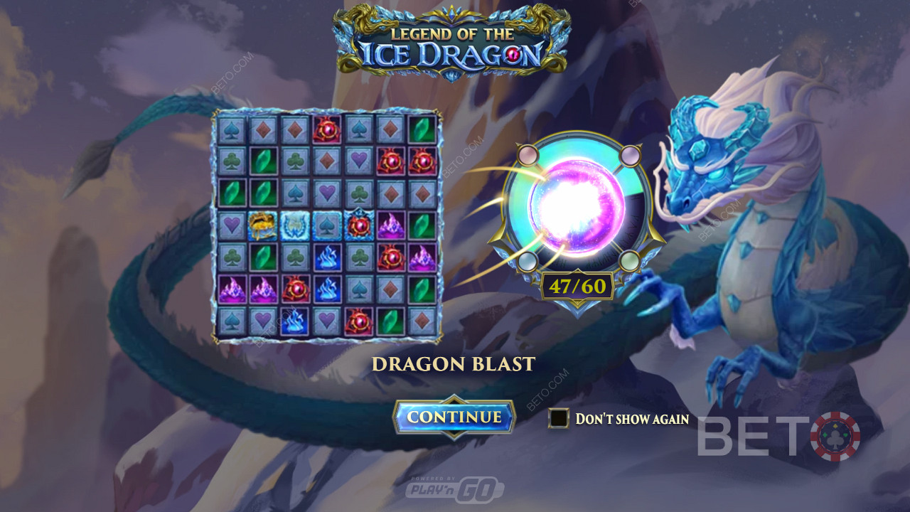 Задействайте няколко мощни функции като Dragon Blast в слота Legend of the Ice Dragon